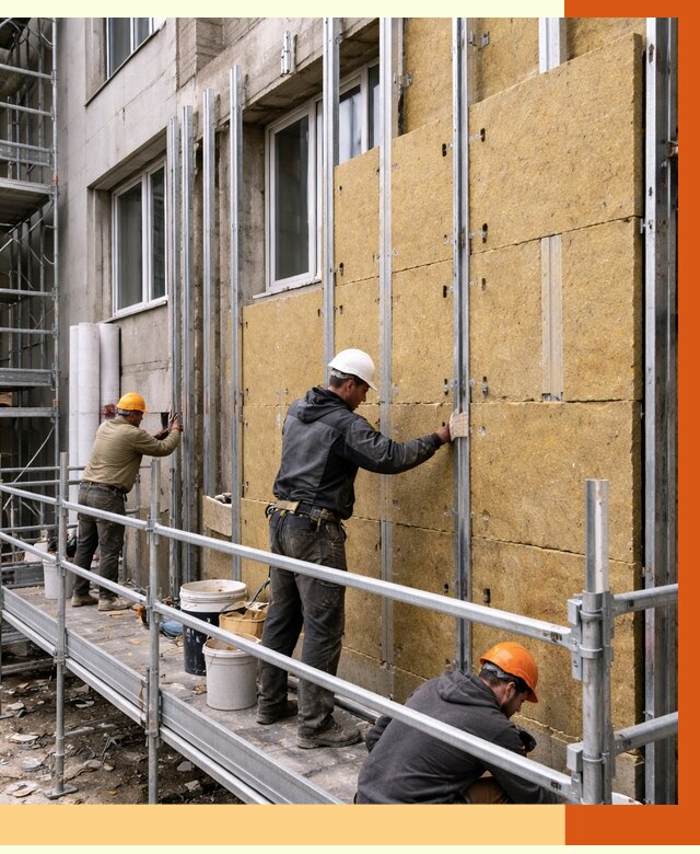 Утепление вентилируемого фасада в Владикавказе от 5772 руб/м2 — монтаж и утепление вентфасад | ТепломастерВкз